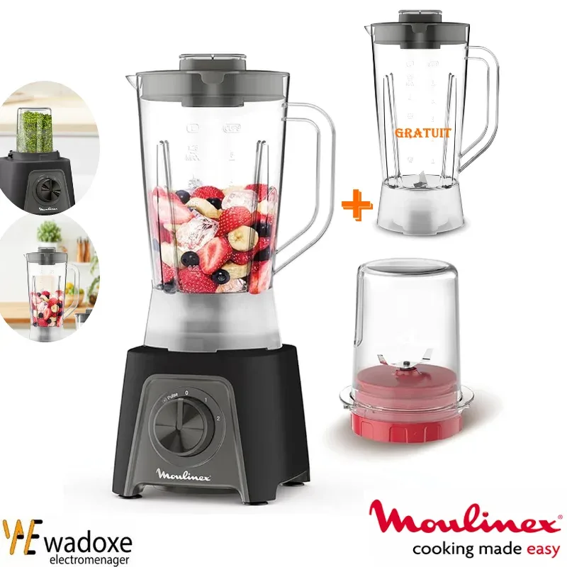 MOULINEX خلاط كهربائي أسود + كأس إضافي هدية - MOULINEX