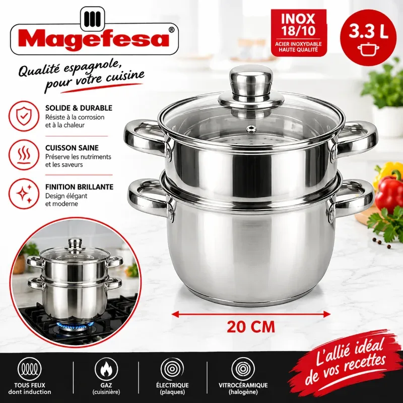 Couscoussier Magic Olla + cuit-vapeur 20 cm - MAGEFESA