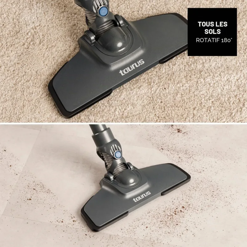 Aspirateur balai Homeland Infinity 600 W, aspiration 16 kPa, filtre HEPA - TAURUS