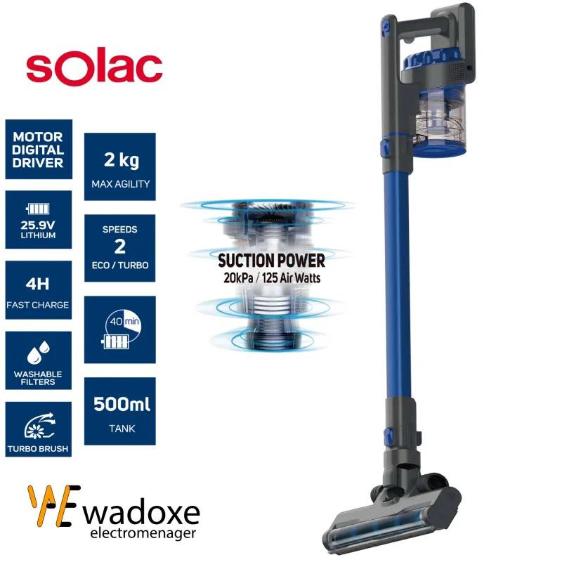Aspirateur balai sans fil, filtre inox, 80 000 tr/min - SOLAC
