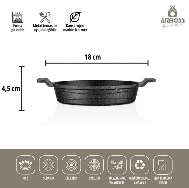 Set 4 poêles granit anti-adhésives - poêle grill carrée + 3 poêles 18, 20 et 22 cm