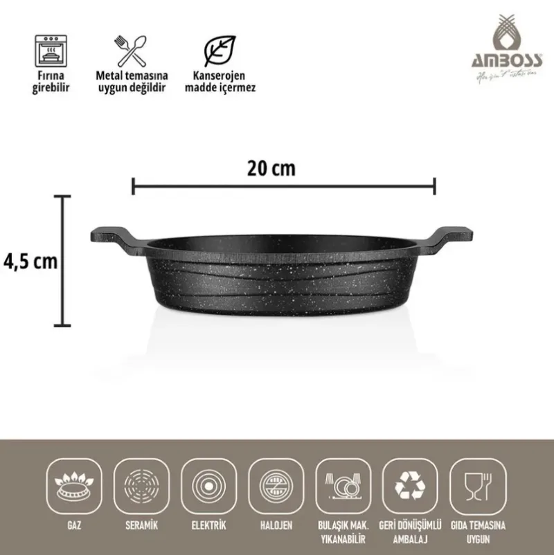 Set 4 poêles granit anti-adhésives - poêle grill carrée + 3 poêles 18, 20 et 22 cm