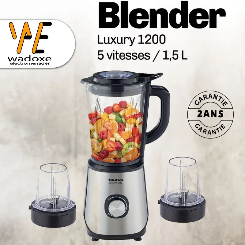 Blender LUXURY 1200 avec moulin et hachoir pour professionnels - TAURUS