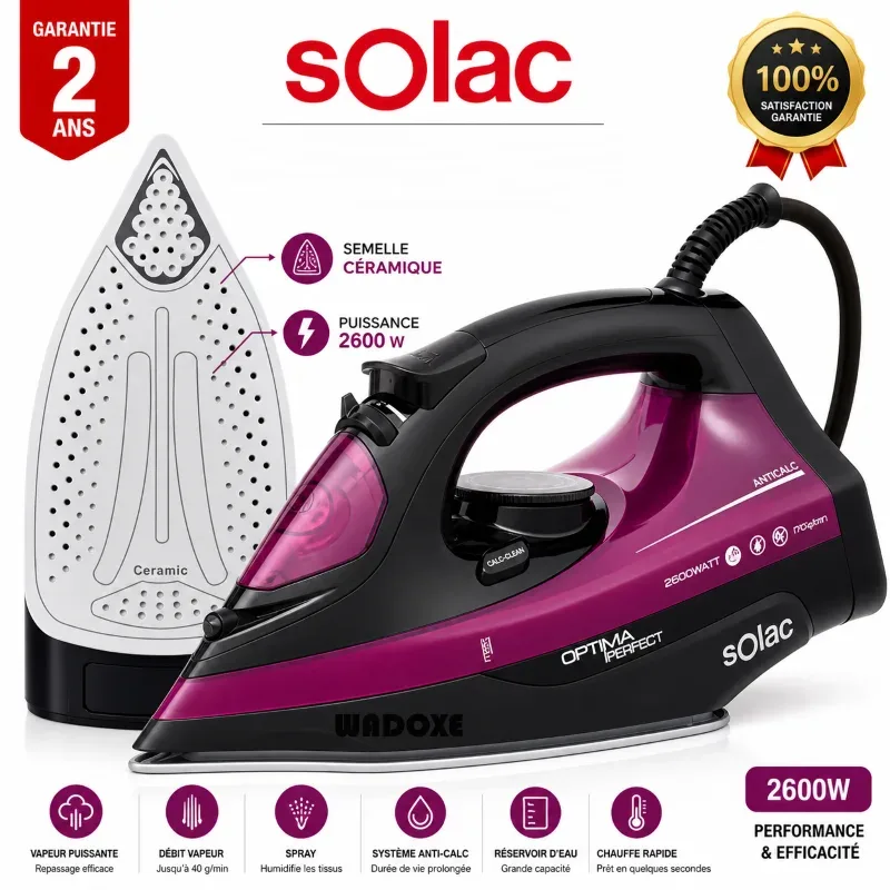 مكواة بخار قوية 2600 واط – بخار سريع، نتائج مثالية - SOLAC