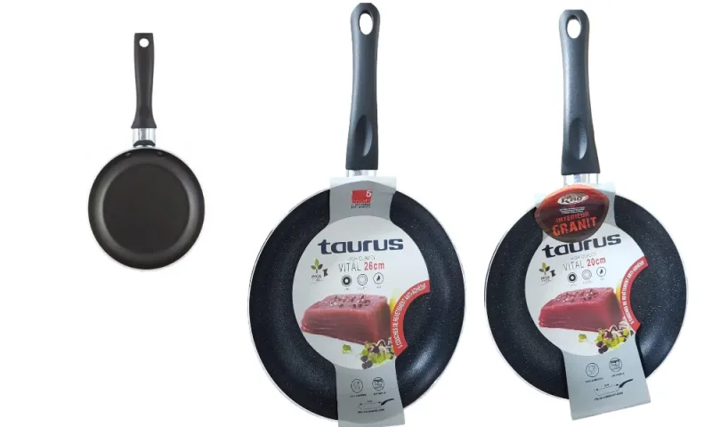 Pack : poêles anti-adhésives granit 20 et 26 cm + cadeau - TAURUS
