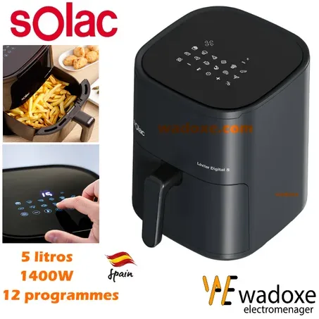 Friteuse à air sans huile 5 L, 12 programmes - garantie 2 ans - SOLAC
